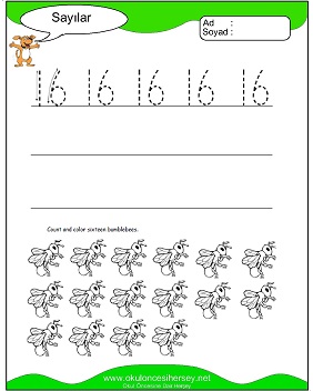 okul öncesi 1 sayısı çizgi çalışması